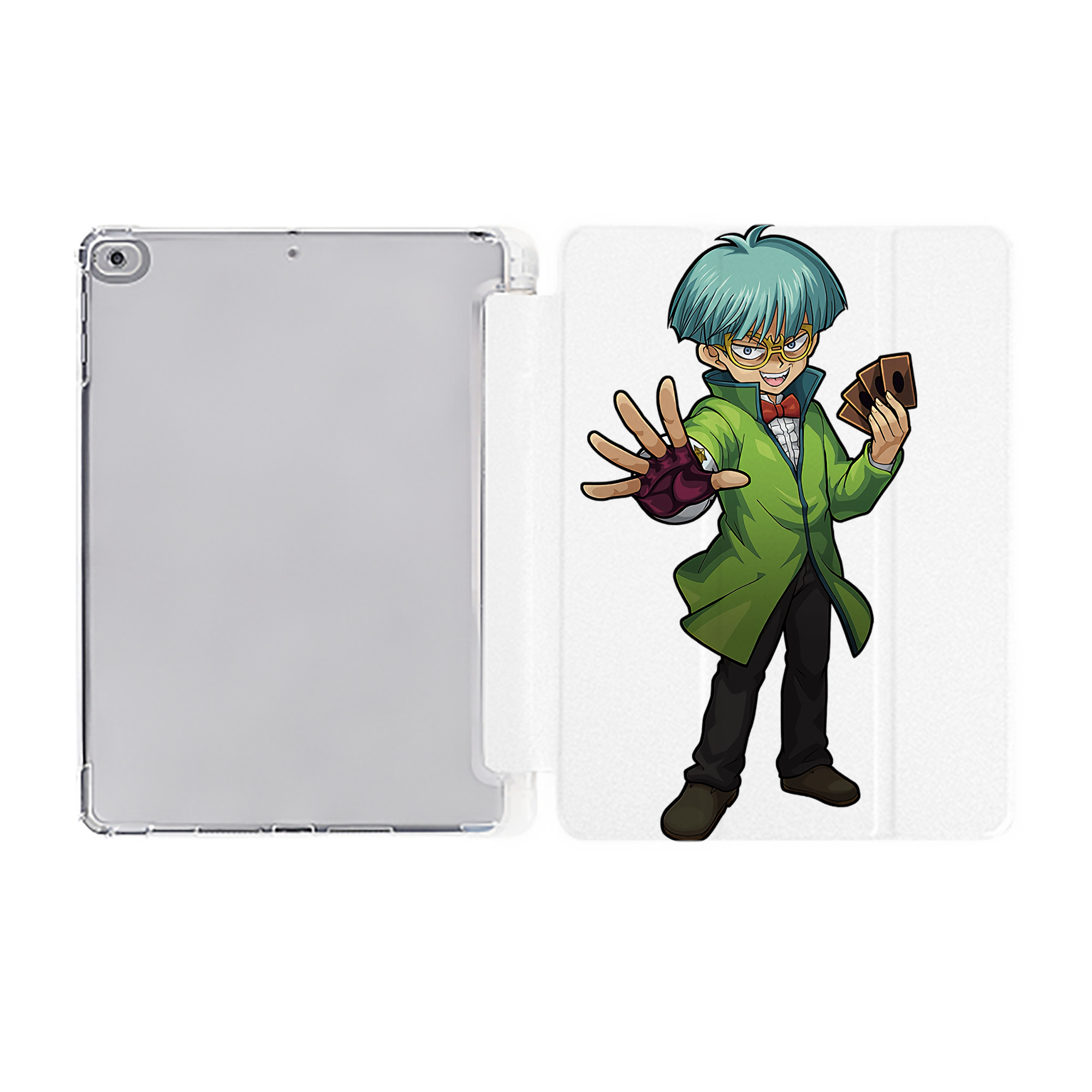 （画像用） 遊☆戯☆王 Yu-Gi-Oh! IPad ケース ペン収納付き 三つ折りスタンド PUレザー×シリコン 対応機種9.5/10.5/10.9インチ